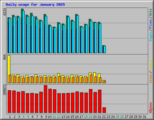 Daily usage for January 2025