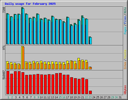 Daily usage for February 2025